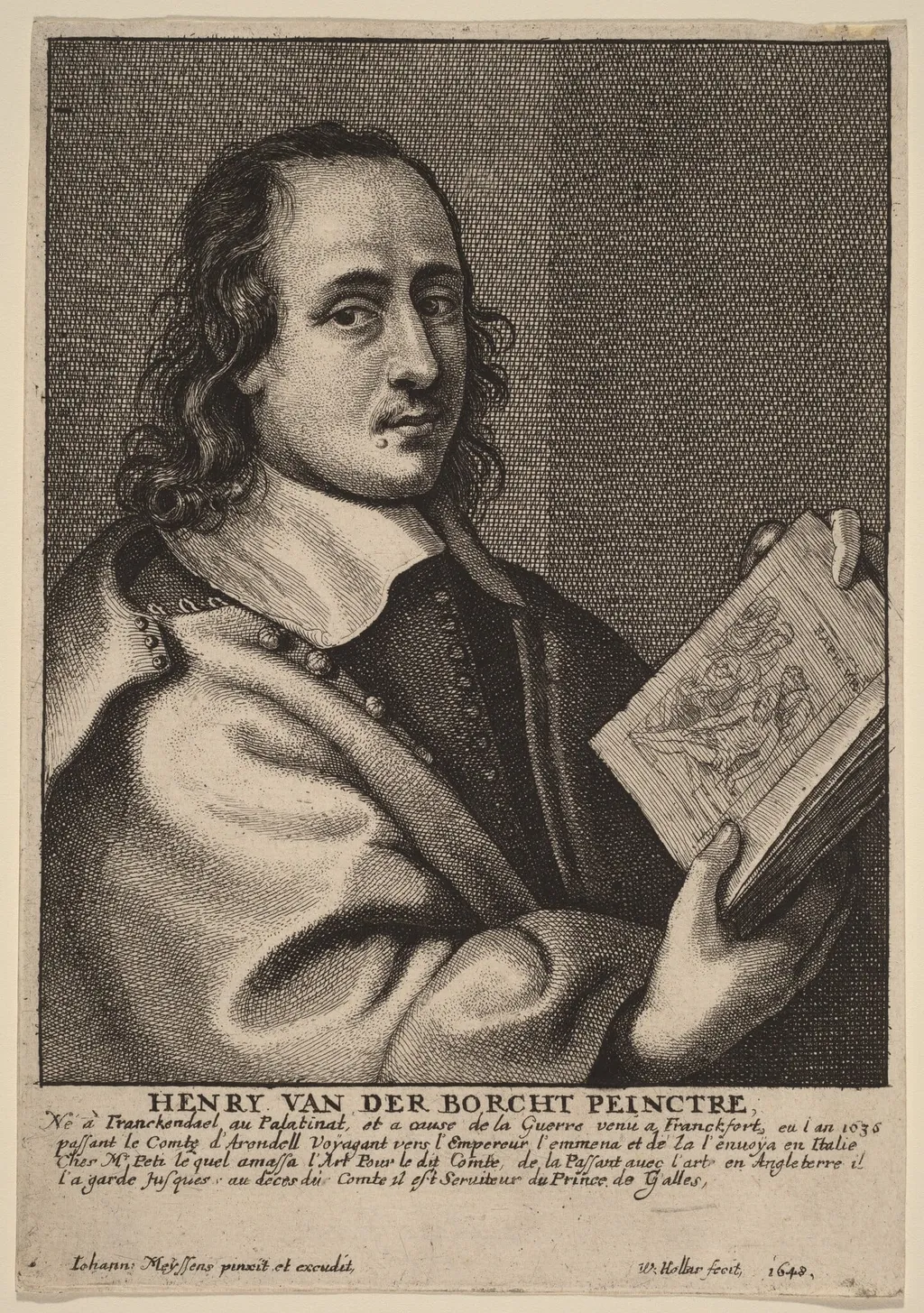 Henry van der Borcht, Painter, by Wenceslaus Hollar, ink, 1648