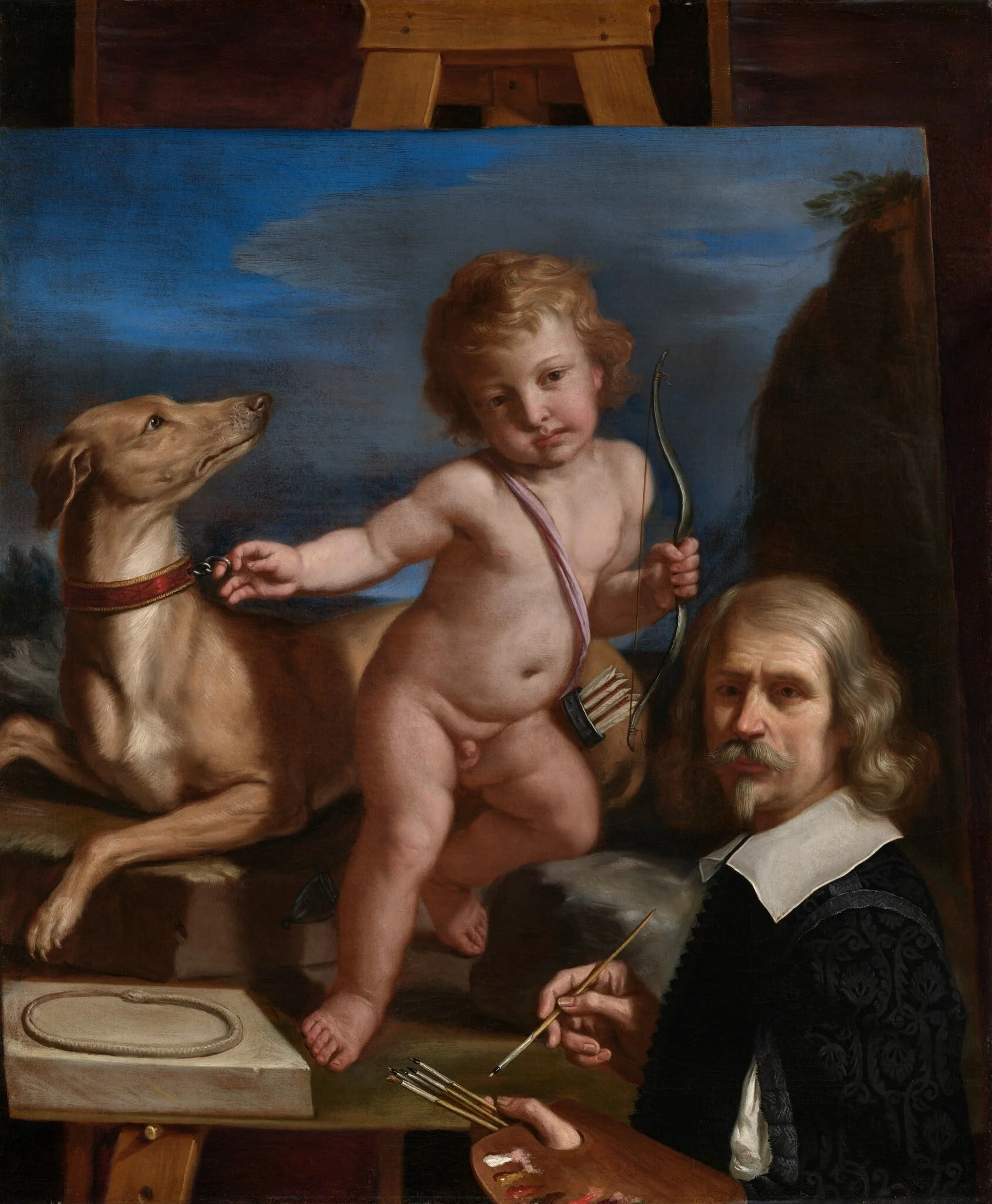Self-Portrait before a Painting of "Amor Fedele", detail