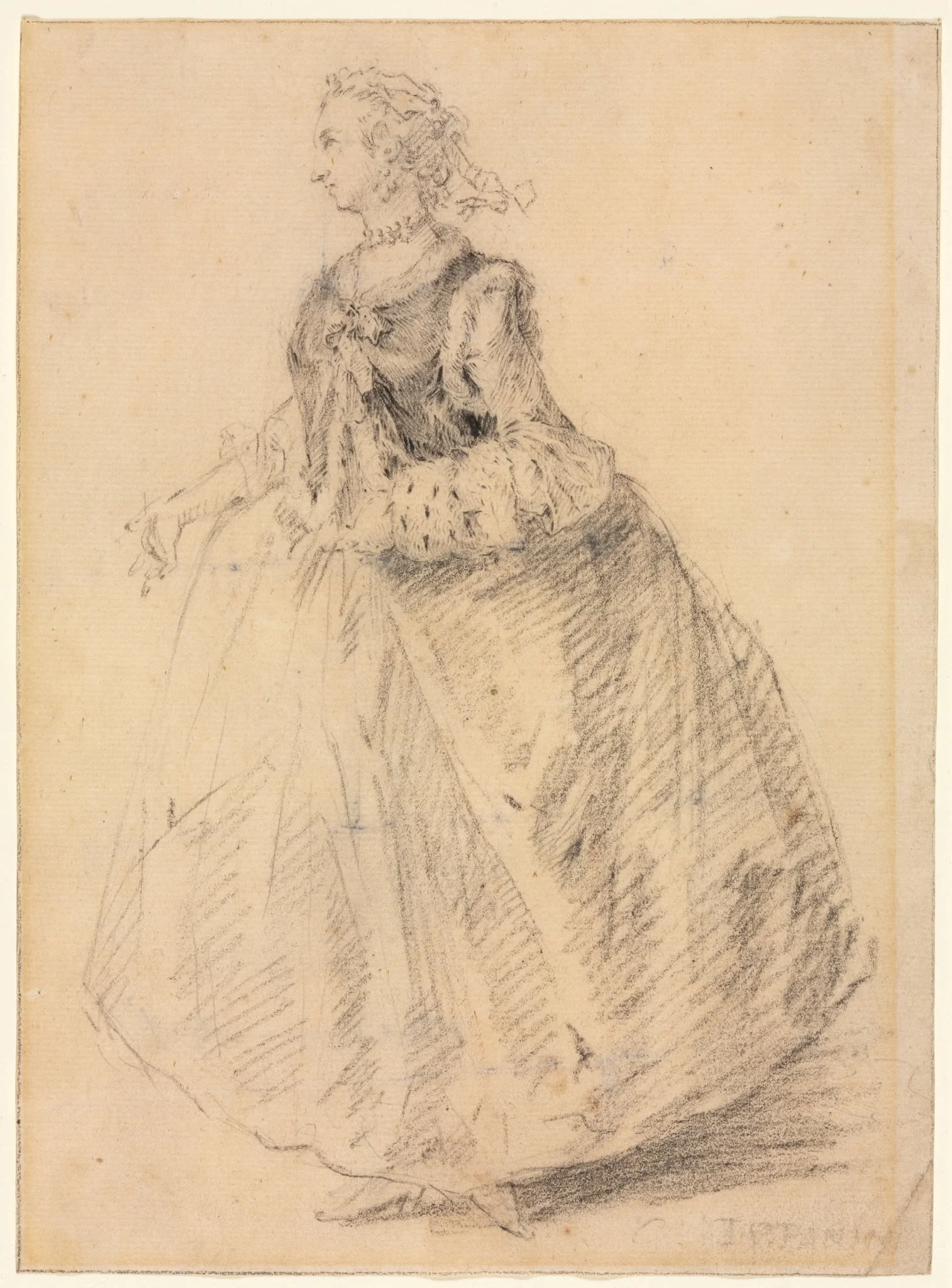 Standing Woman with an Ermine Muff, detail