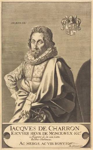 Jacques de Charron, by Michel Lasne, ink, 1628