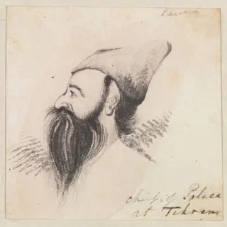 Chief of Police at Tehran, by Godfrey Thomas Vigne, watercolor, 1833
