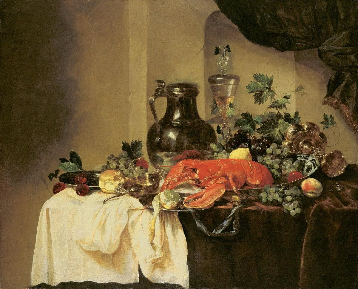 Stillleben mit Hummer und grosser Zinnkanne, detail