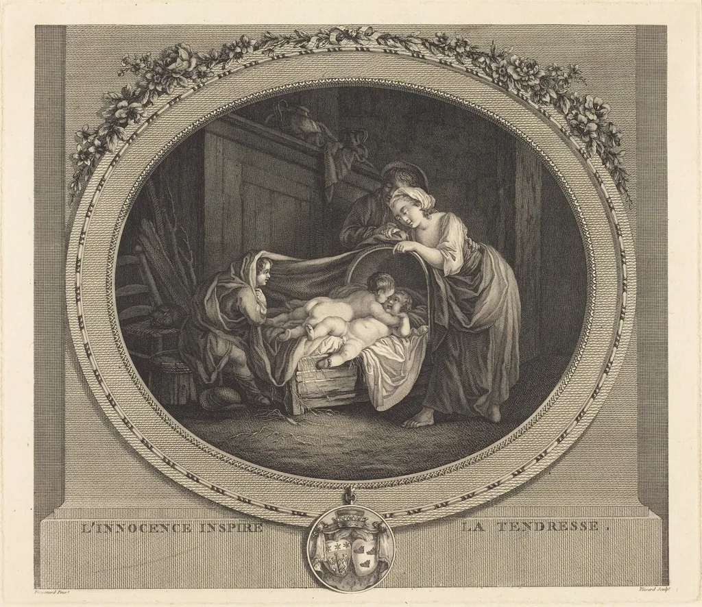 L'innocence inspire la tendresse, by Etienne Claude Voysard, ink, 1779