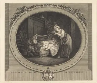 L'innocence inspire la tendresse, by Etienne Claude Voysard, ink, 1779