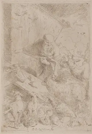 Noah and the Animals Entering the Ark, by Giovanni Benedetto Castiglione, ink, 1630