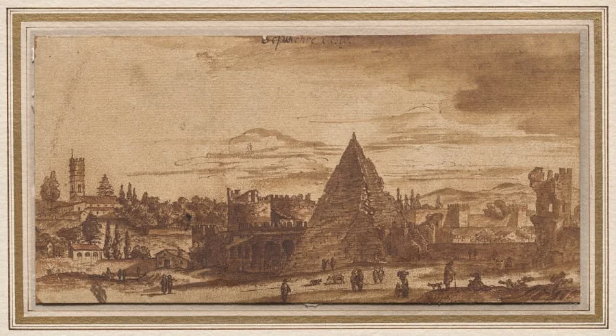 The Pyramid of Cestius, Rome, detail