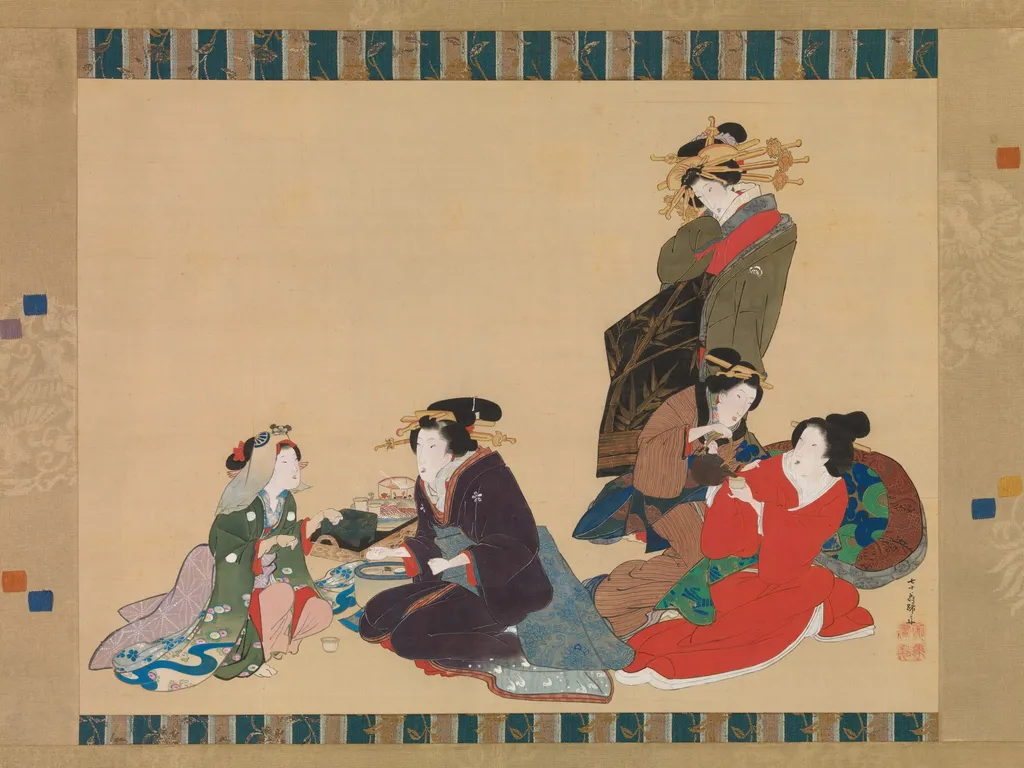 Five Beauties, by Teisai Hokuba, unspecified, 1840