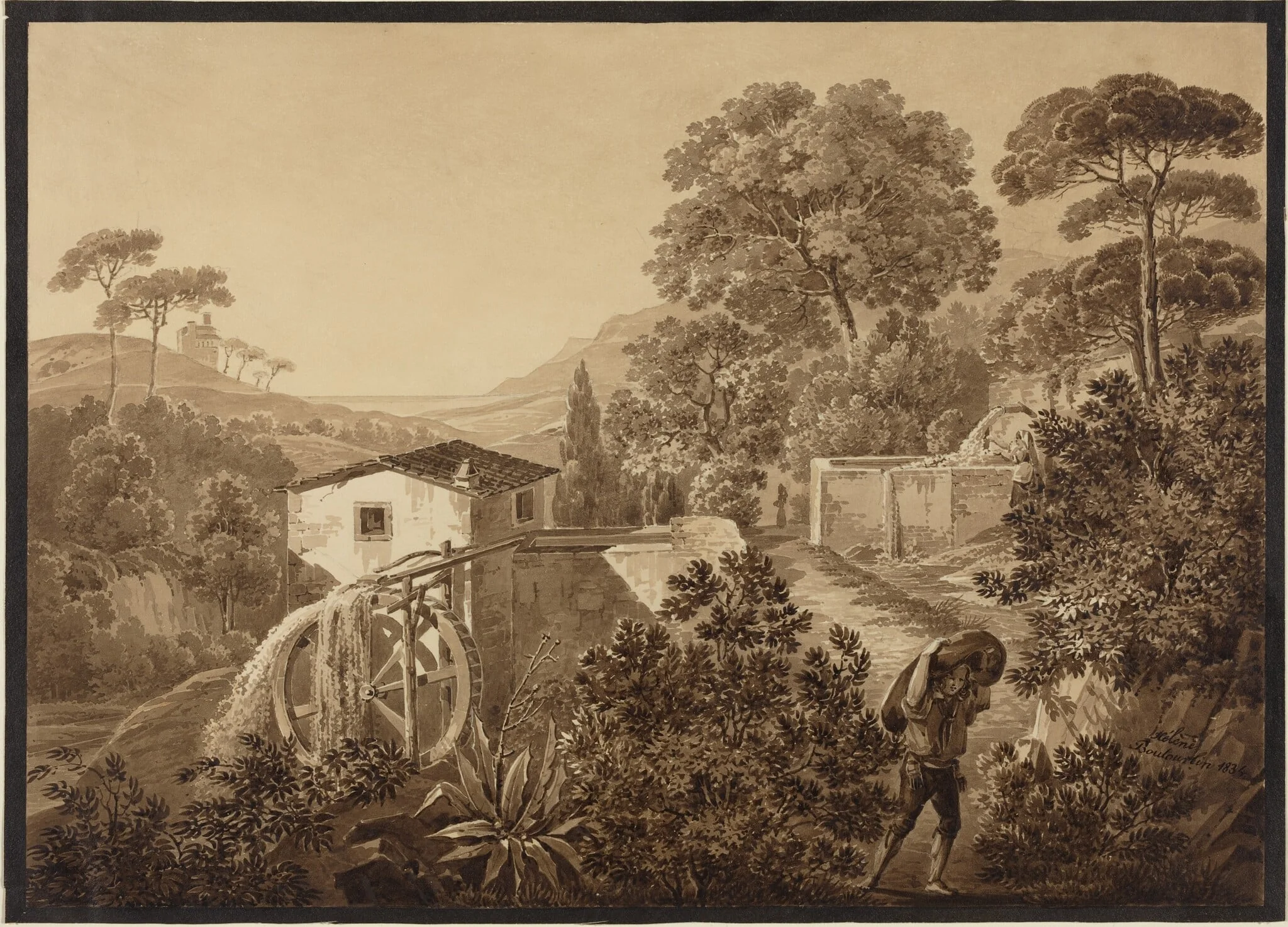 Italian Landscape with a Watermill, detail