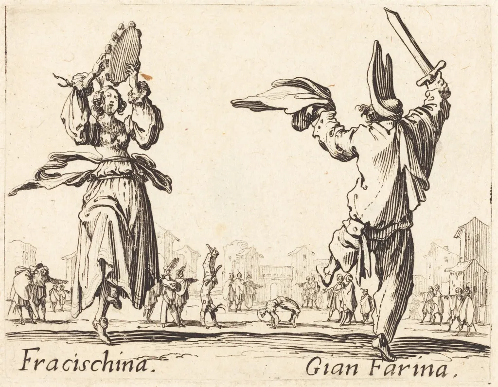 Fracischina and Gian Farina, by Jacques Callot, ink, 1622