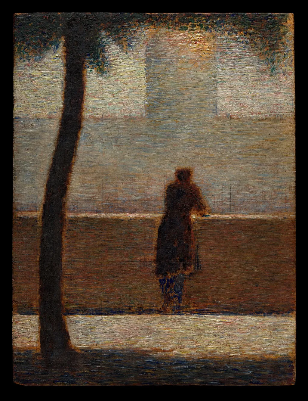 A Man Leaning on a Parapet, by Georges Seurat, oil, 1891