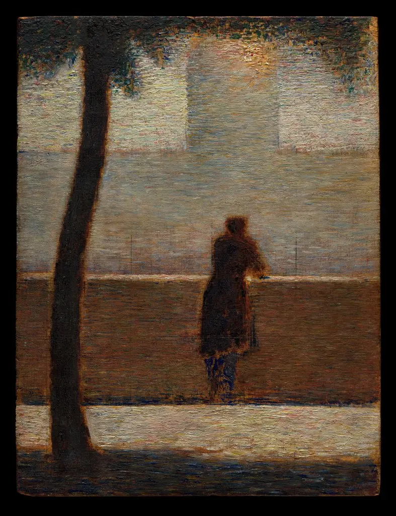 A Man Leaning on a Parapet, by Georges Seurat, oil, 1891