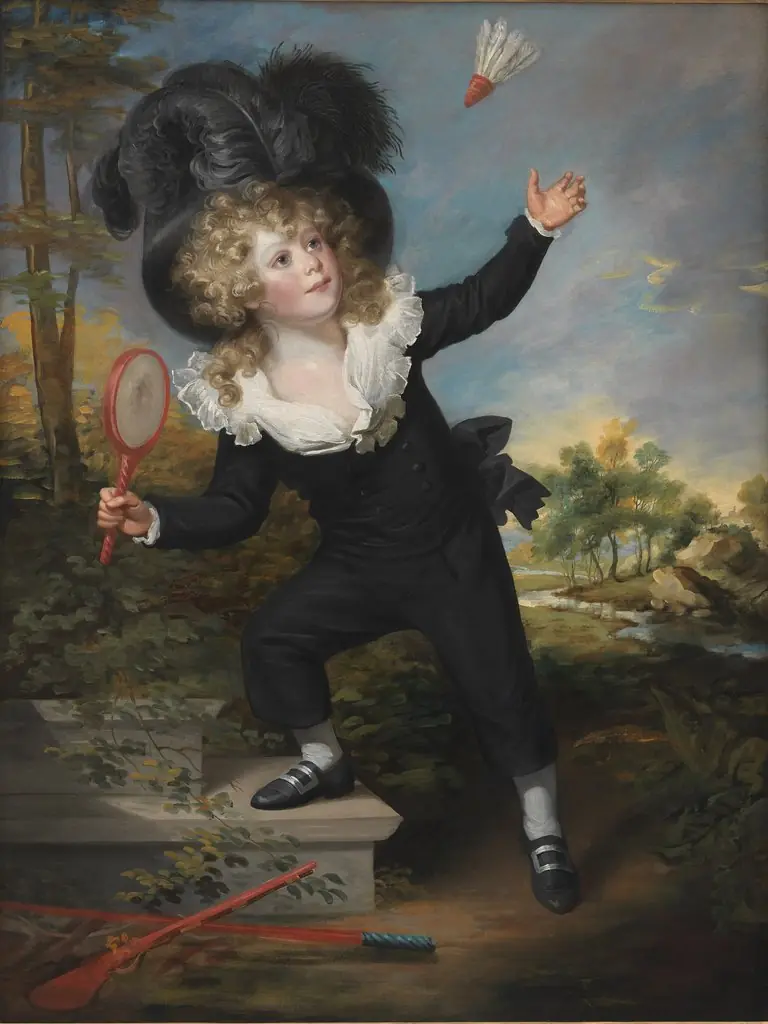 Portræt af Kennett Dixon, der spiller badminton, by William Beechey, oil, 1803