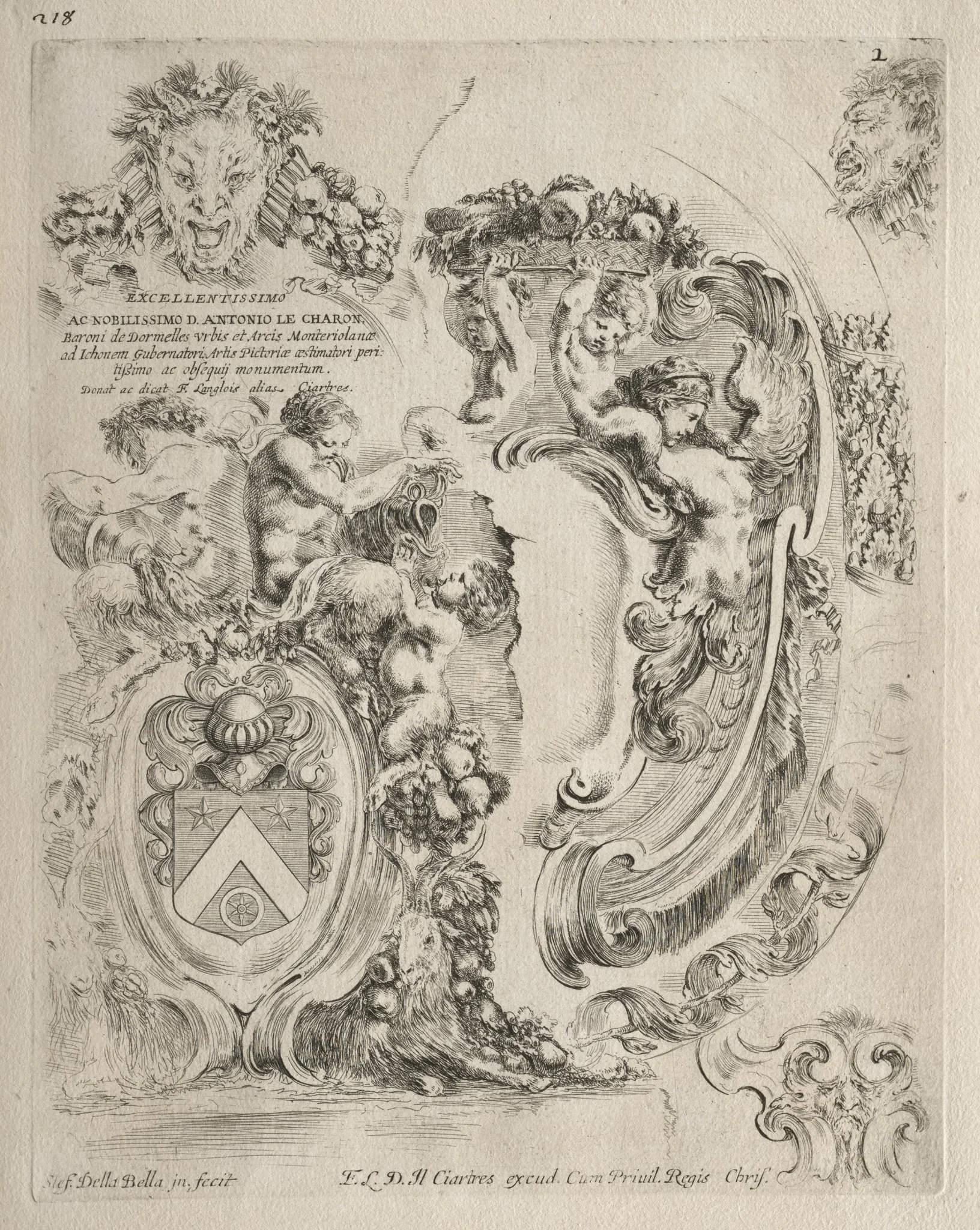 Collection of Various Caprices and New Designs of Cartouches and Ornaments: No. 2, Dedication Page, detail