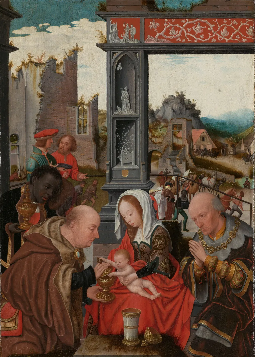 The Adoration of the Magi, by Jan Mostaert, oil, 1525