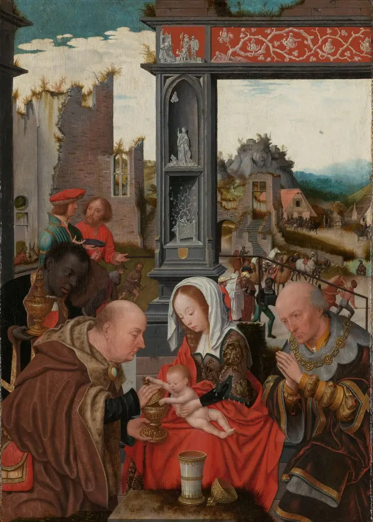 The Adoration of the Magi, by Jan Mostaert, oil, 1525