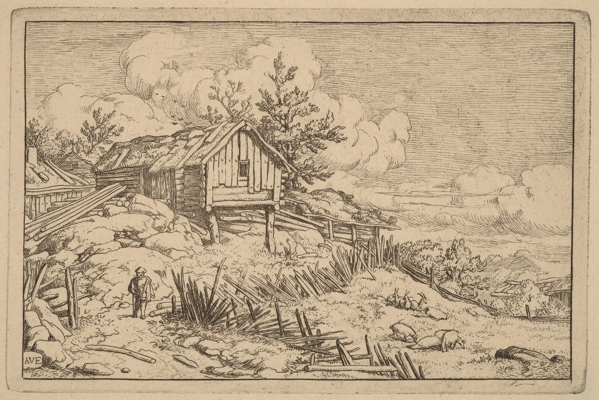 Man near Entry of a Ruinous Hedge, detail