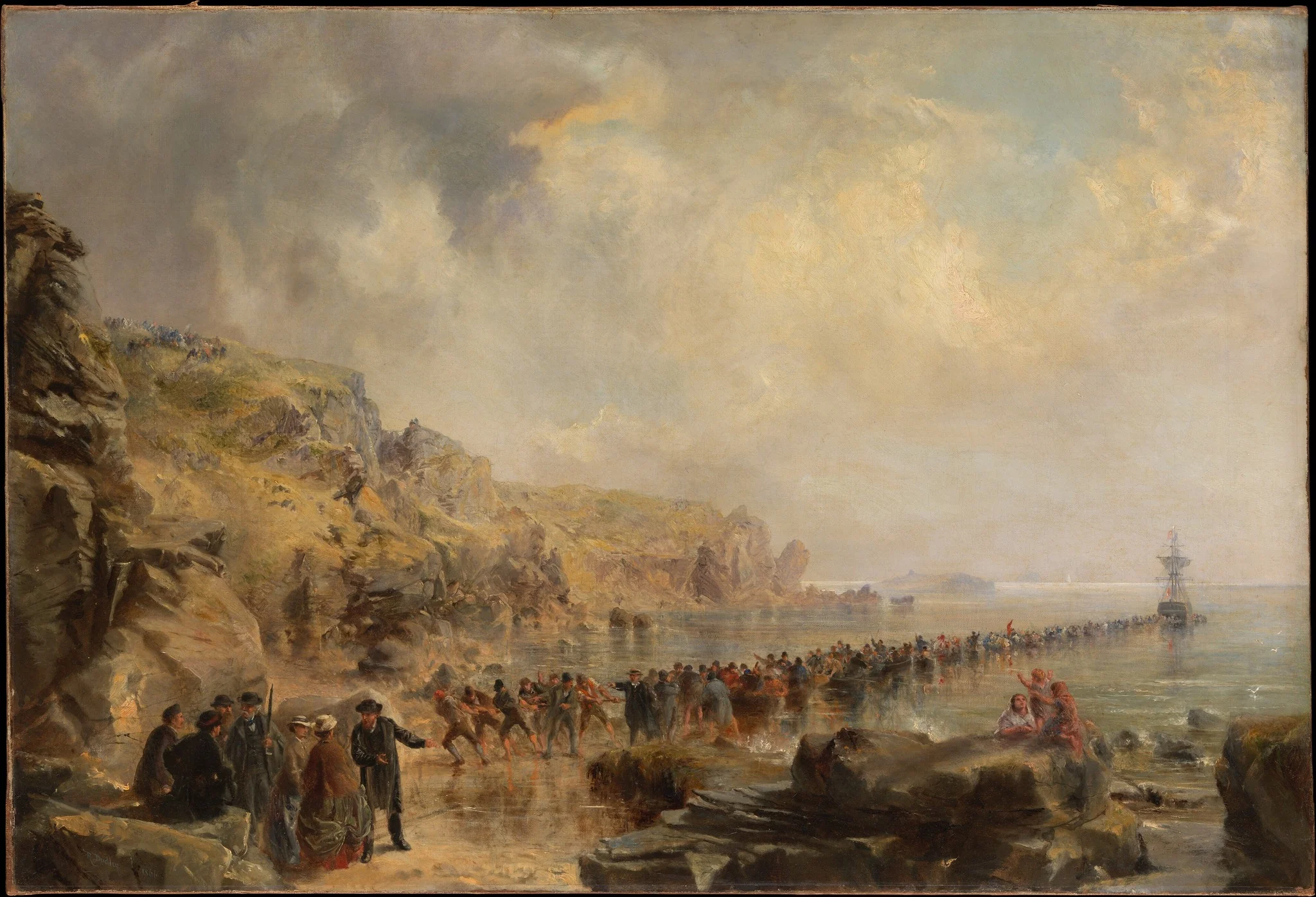 Landing the Shore End of the Atlantic Cable, detail