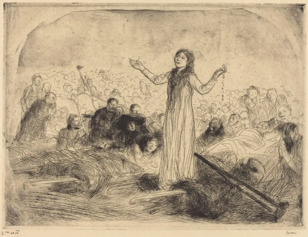 Lourdes, la miraculée (2e planche) (Lourdes, the Miracle) (second plate), by Jean-Louis Forain, ink, 1912