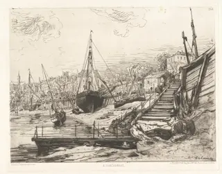 À Concarneau (Trouville), by Maxime Lalanne, ink, 1874