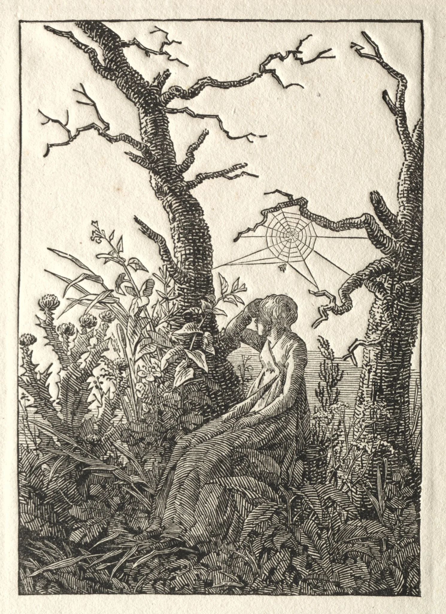 The Woman with the Spider Web between Bare Trees, detail