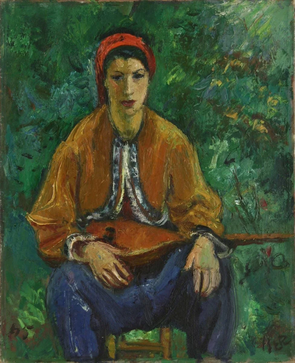 Femeie cu cobză, detail