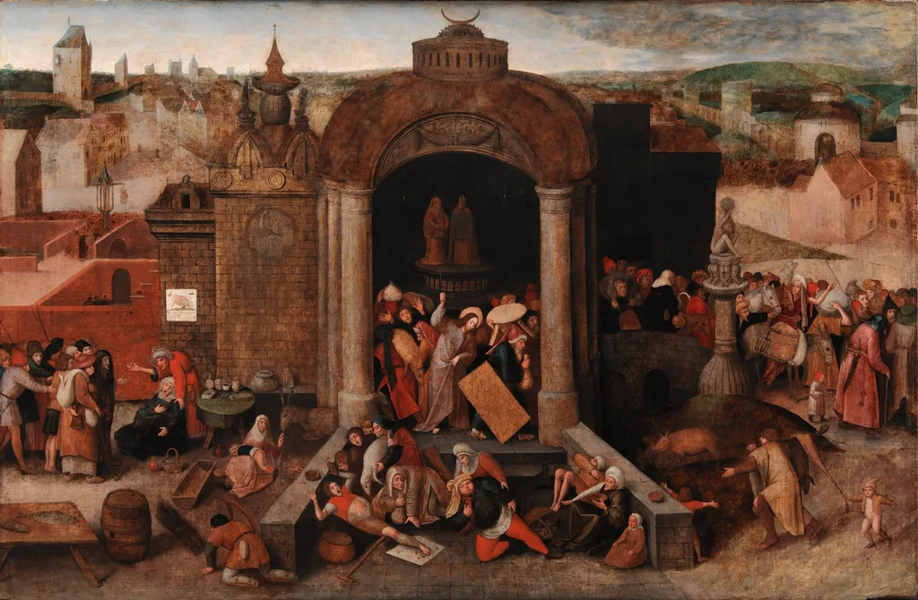 Christ Driving the Traders from the Temple, by Pieter Brueghel the Elder, oil, 1557