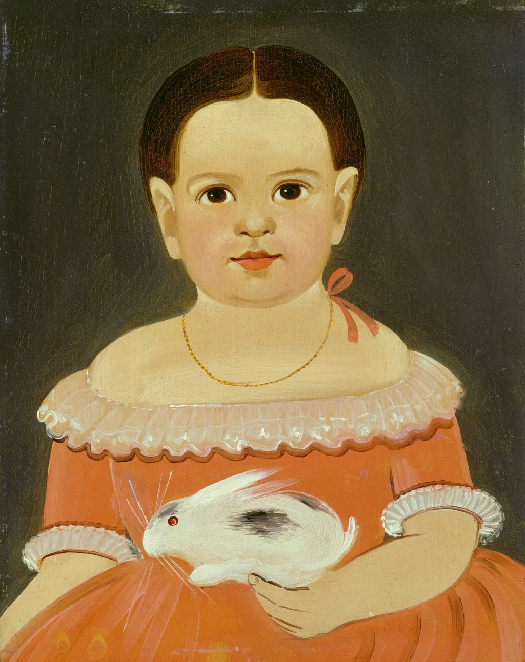 Little Girl with Pet Rabbit, by Sturtevant J. Hamblin, oil, 1845
