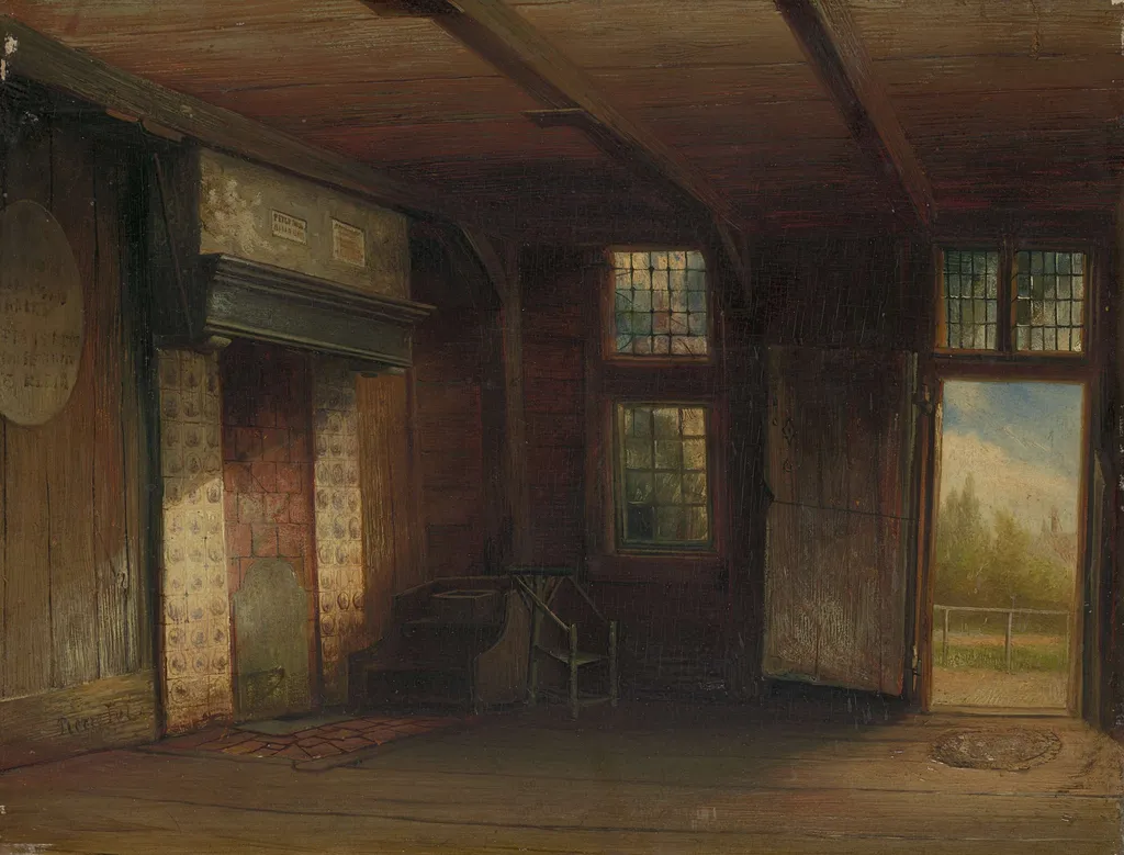 Interieur van het Tsaar Peterhuisje te Zaandam, by Pierre Tetar van Elven, oil, 1851
