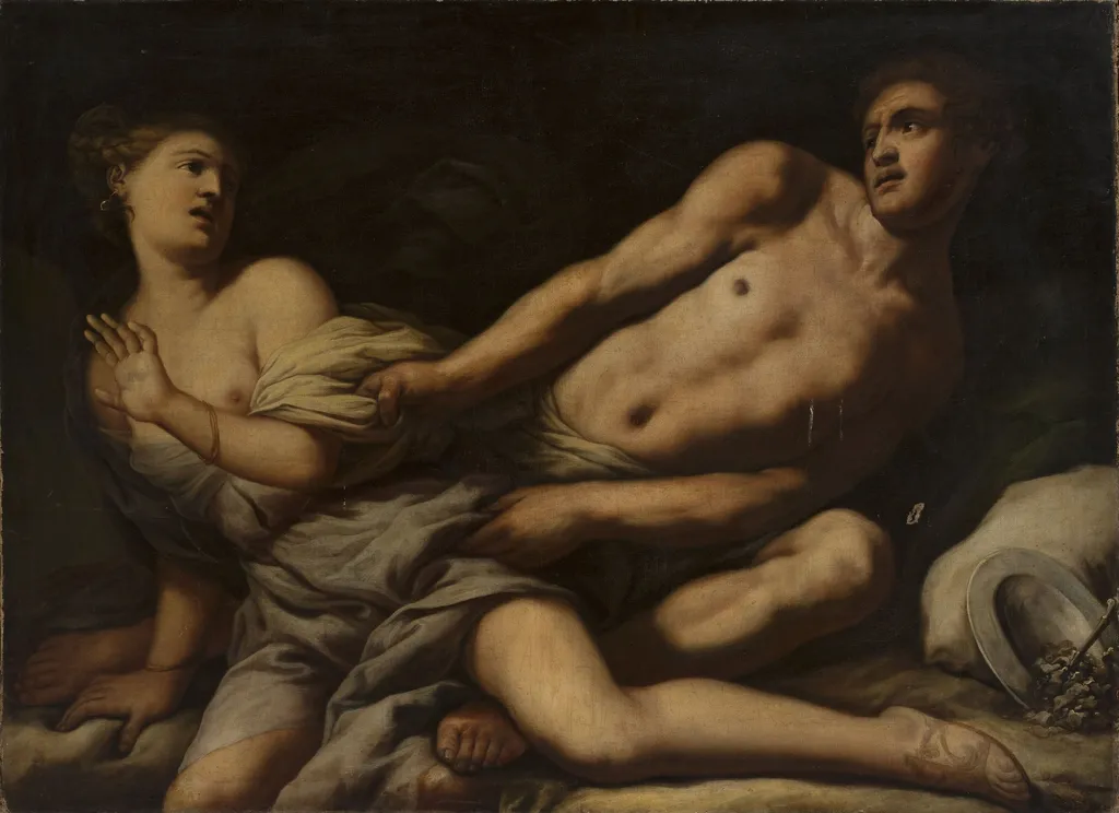 Myrrha and Cinyras, by Antonio Zanchi, oil, 1681