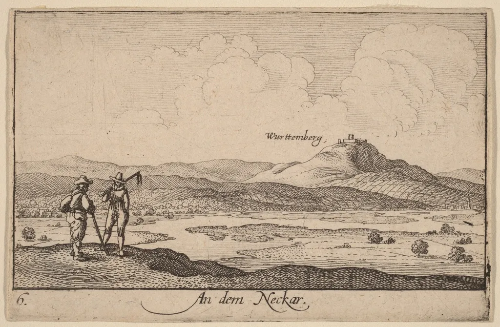 On the Neckar, by Wenceslaus Hollar, ink, 1635