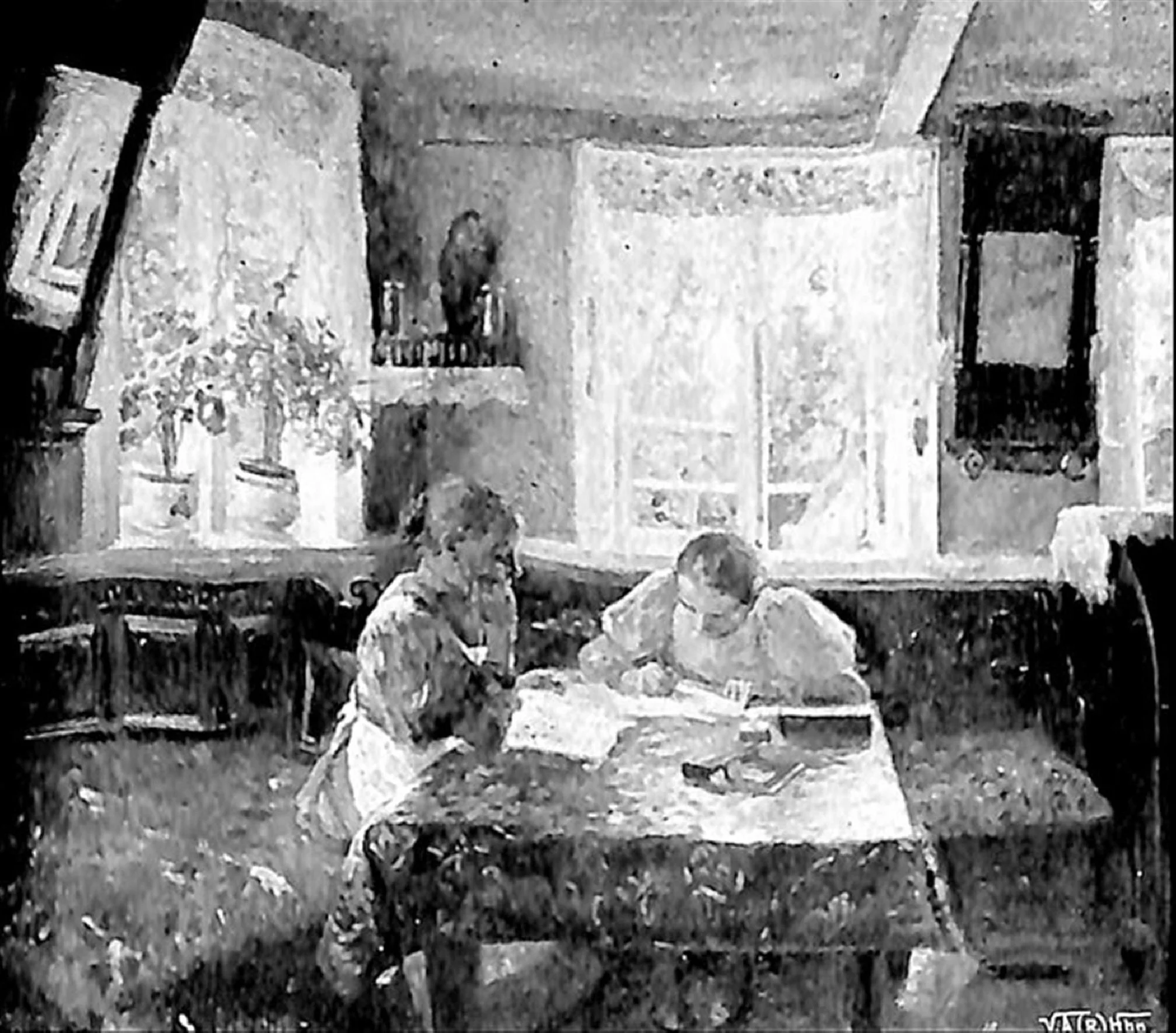 Bei der Schularbeit, detail