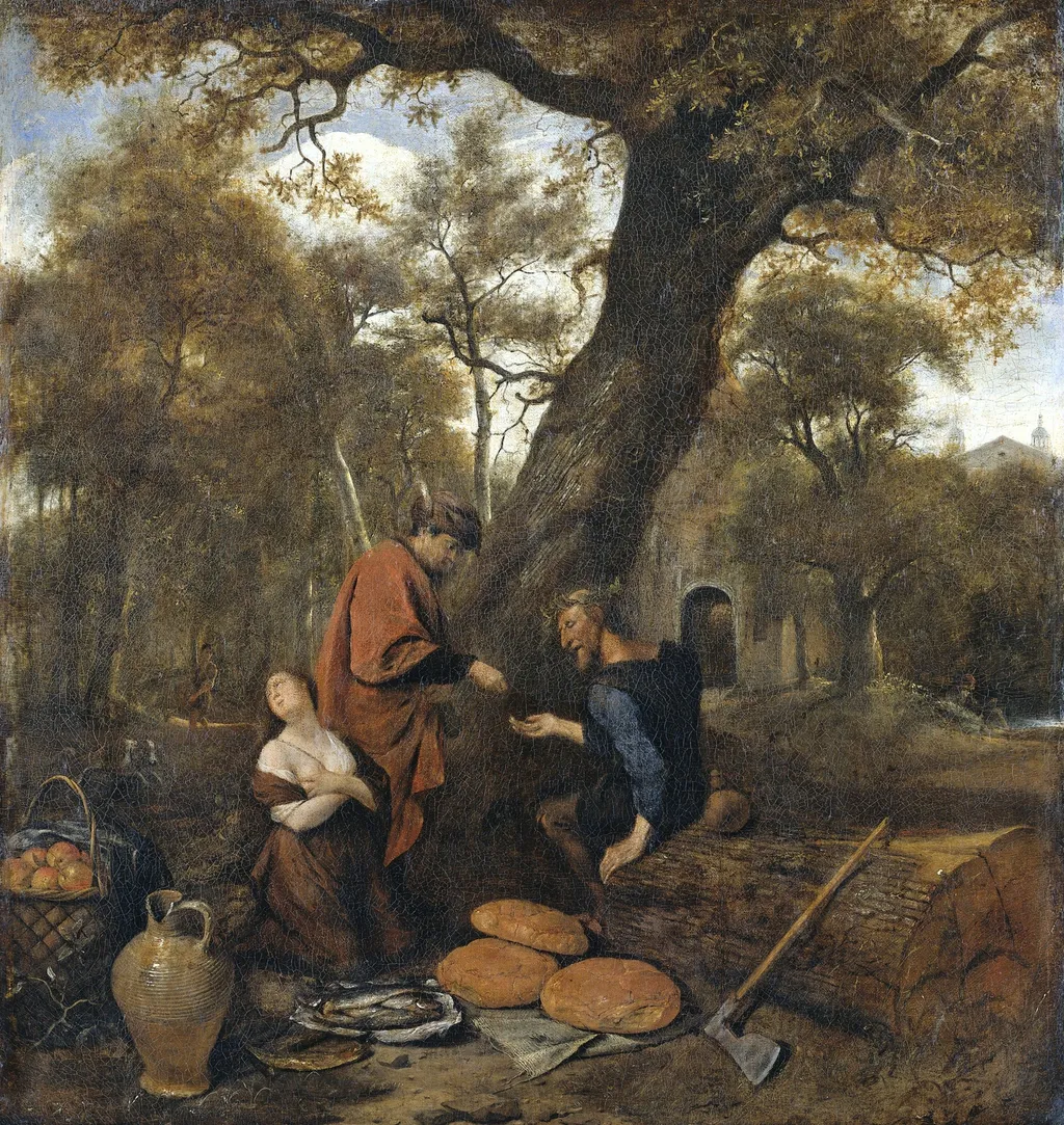 Erysichthon selling his daughter, by Jan Steen, oil, 1650