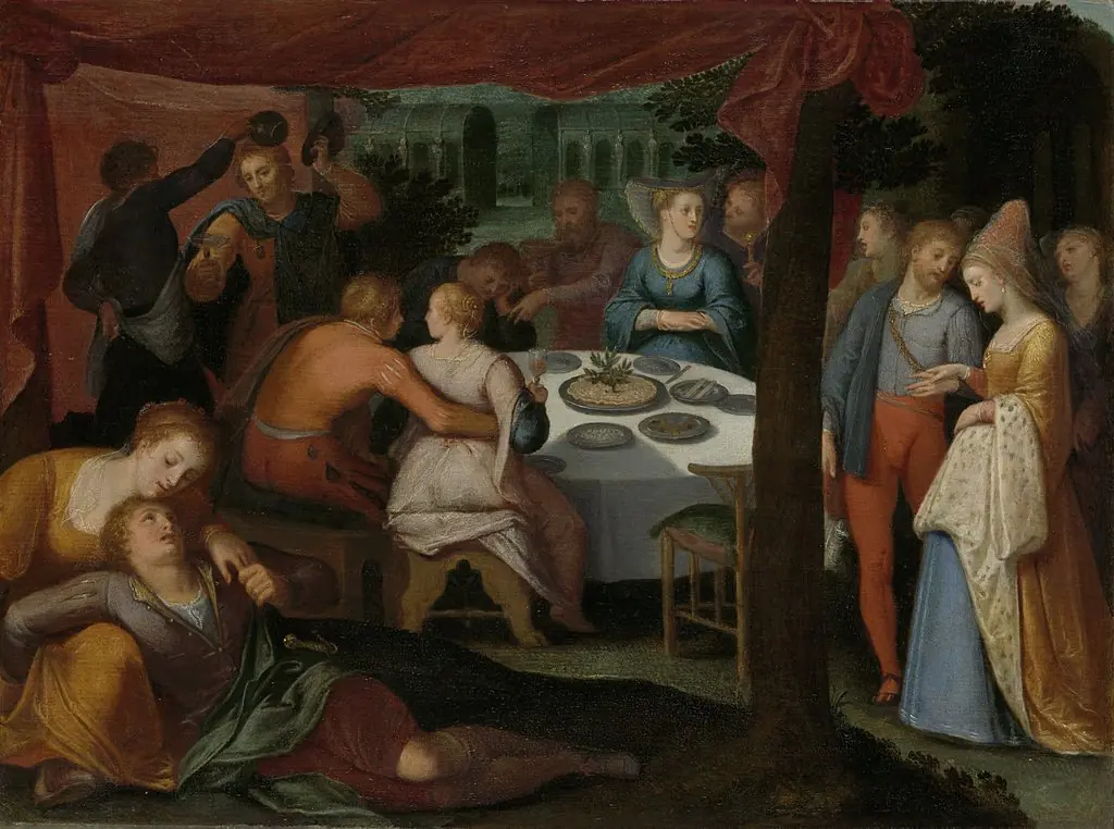 Evening Meal in the Woods, by Otto van Veen, oil, 1606