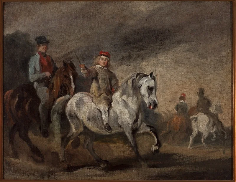 On horseback, detail