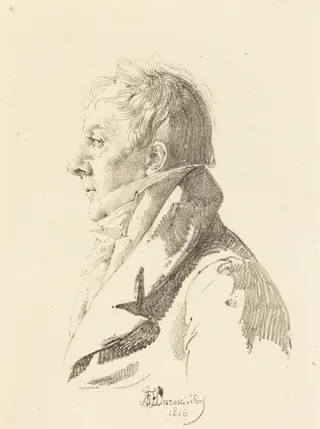 Portrait of a Man, by Honore-Jean Dubois Duperray, ink, 1816