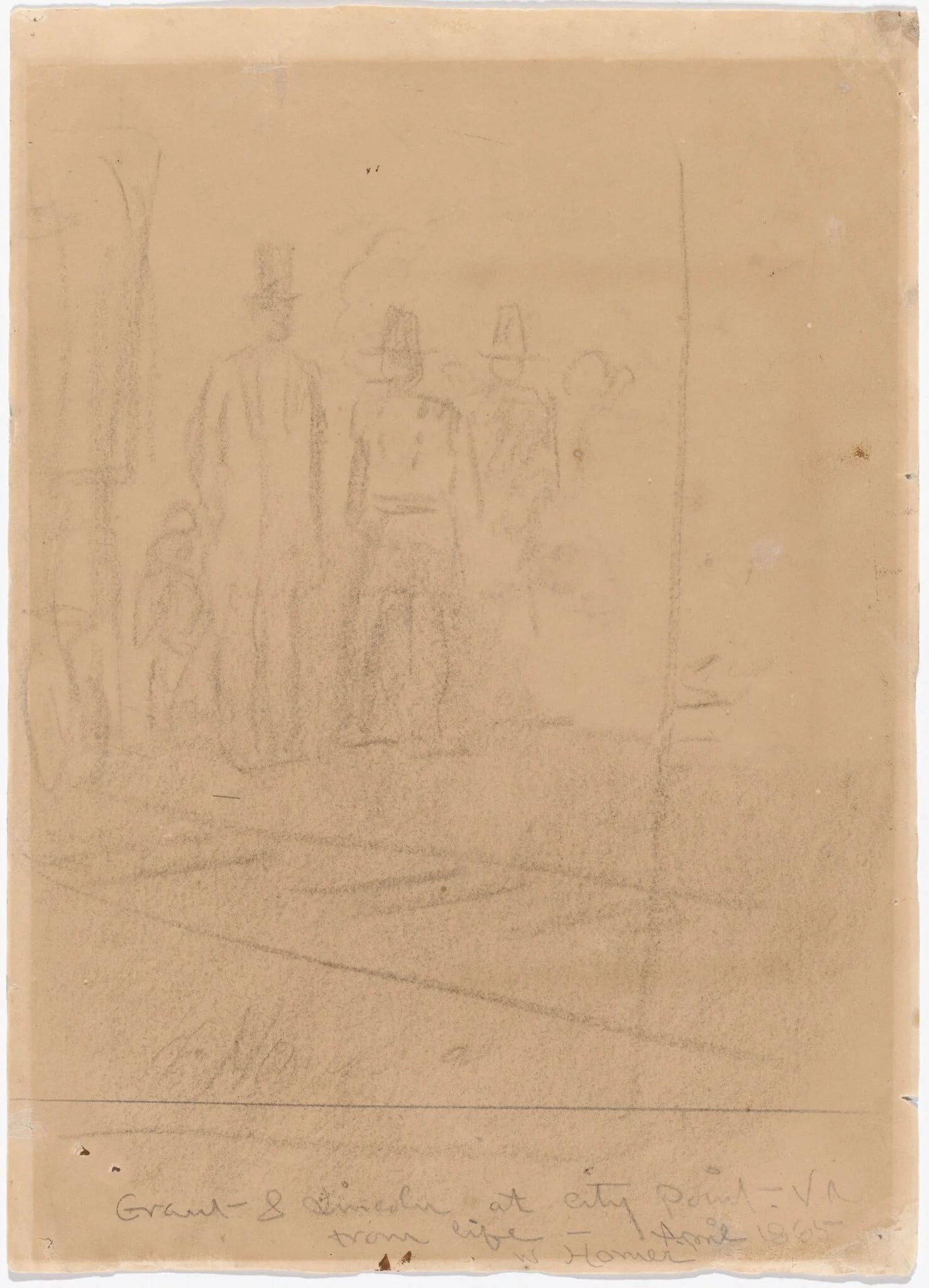 Grant and Lincoln at City Point, Virginia [recto], detail