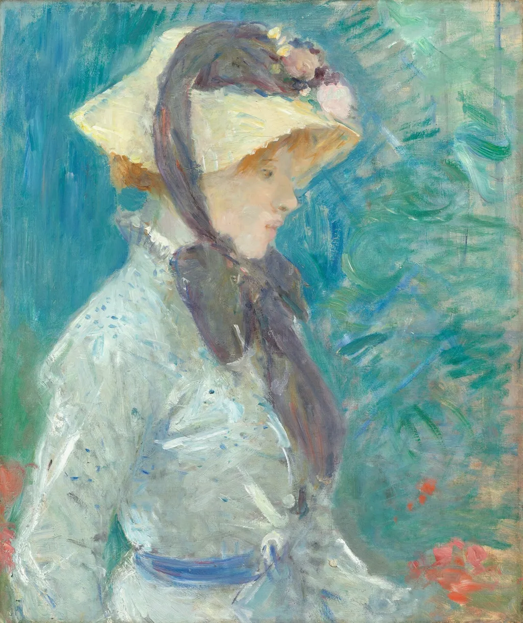 Young Woman with a Straw Hat, by Berthe Morisot, oil, 1884
