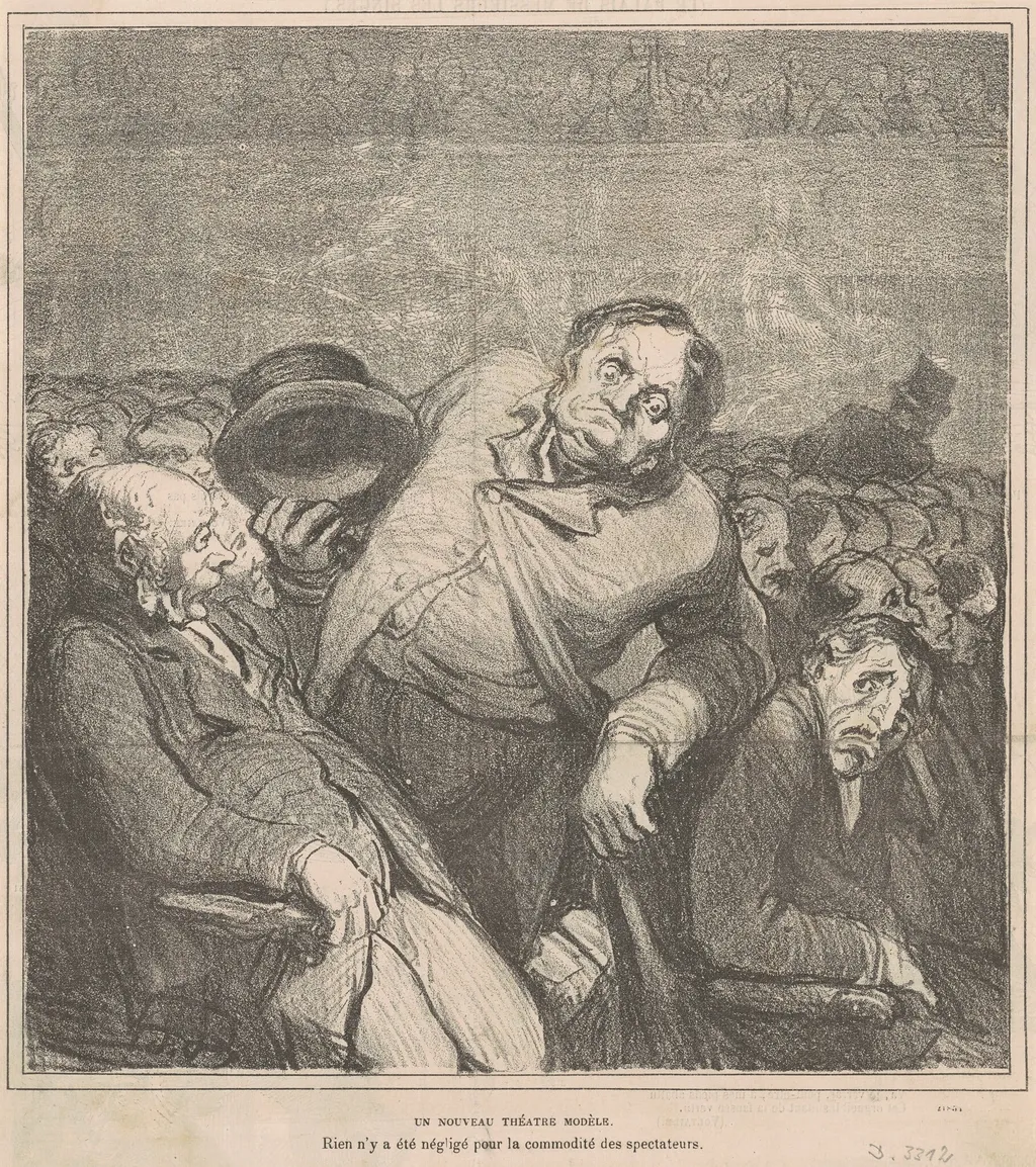 Un nouveau théatre modèle, by Honoré Daumier, ink, 1864
