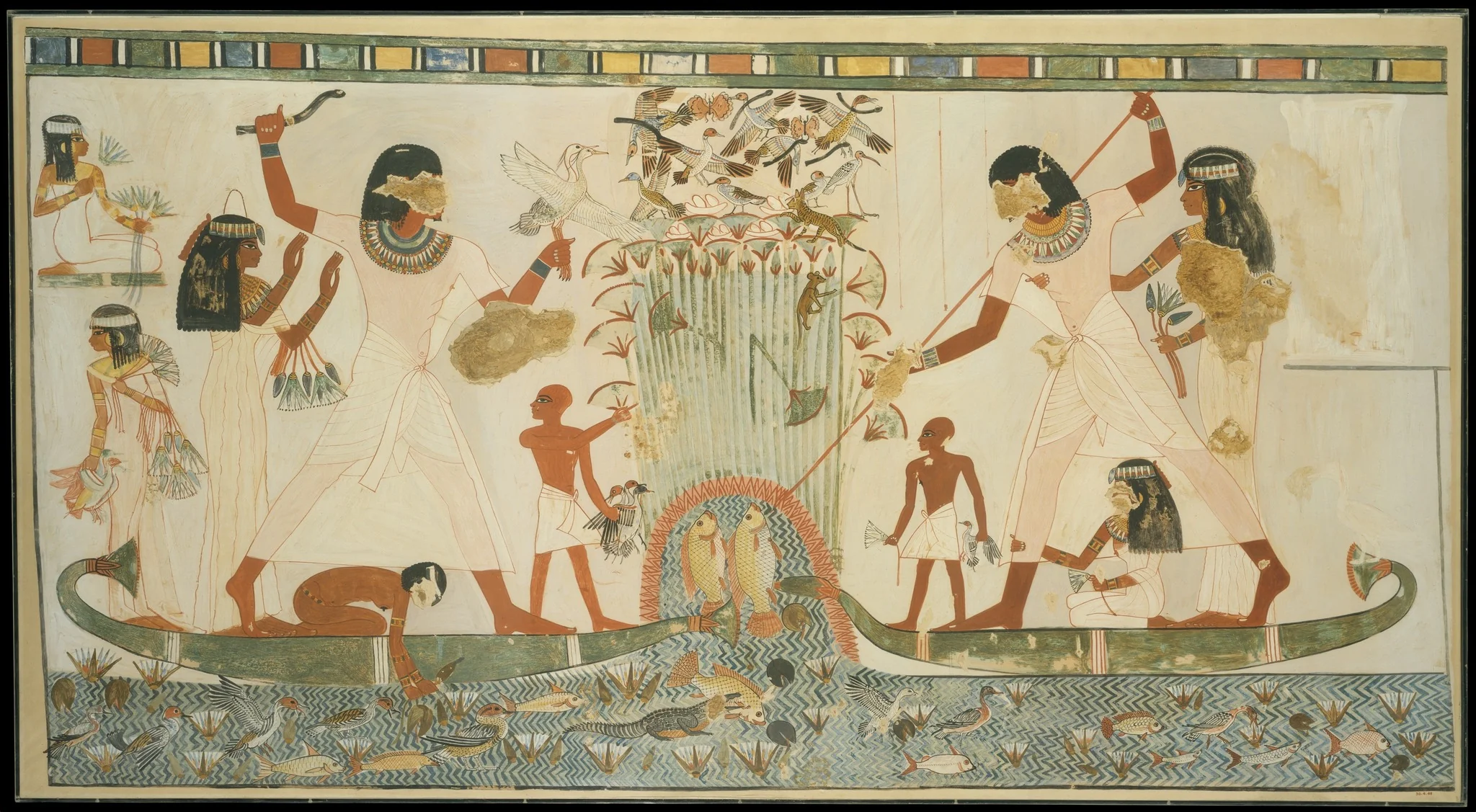 Menna and Family Hunting in the Marshes, Tomb of Menna, detail