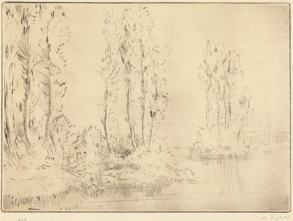 Landscape (Paysage), by Alphonse Legros, ink, 1874