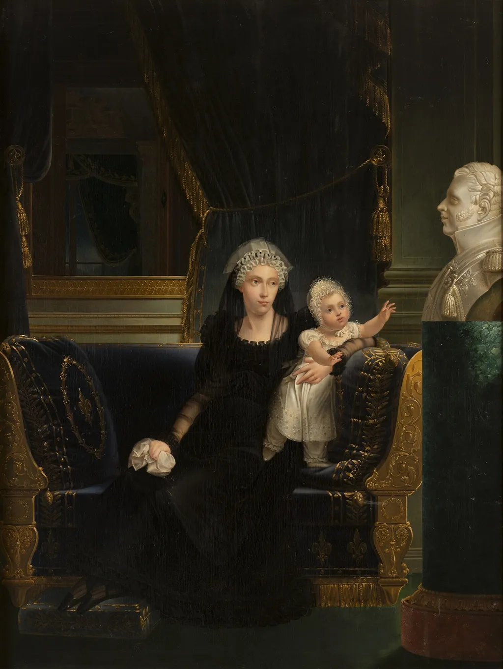 Marie-Caroline de Bourbon-Sicile, Duchess of Berry and her daughter Louise-Marie-Thérèse, by François Kinson, oil, 1820
