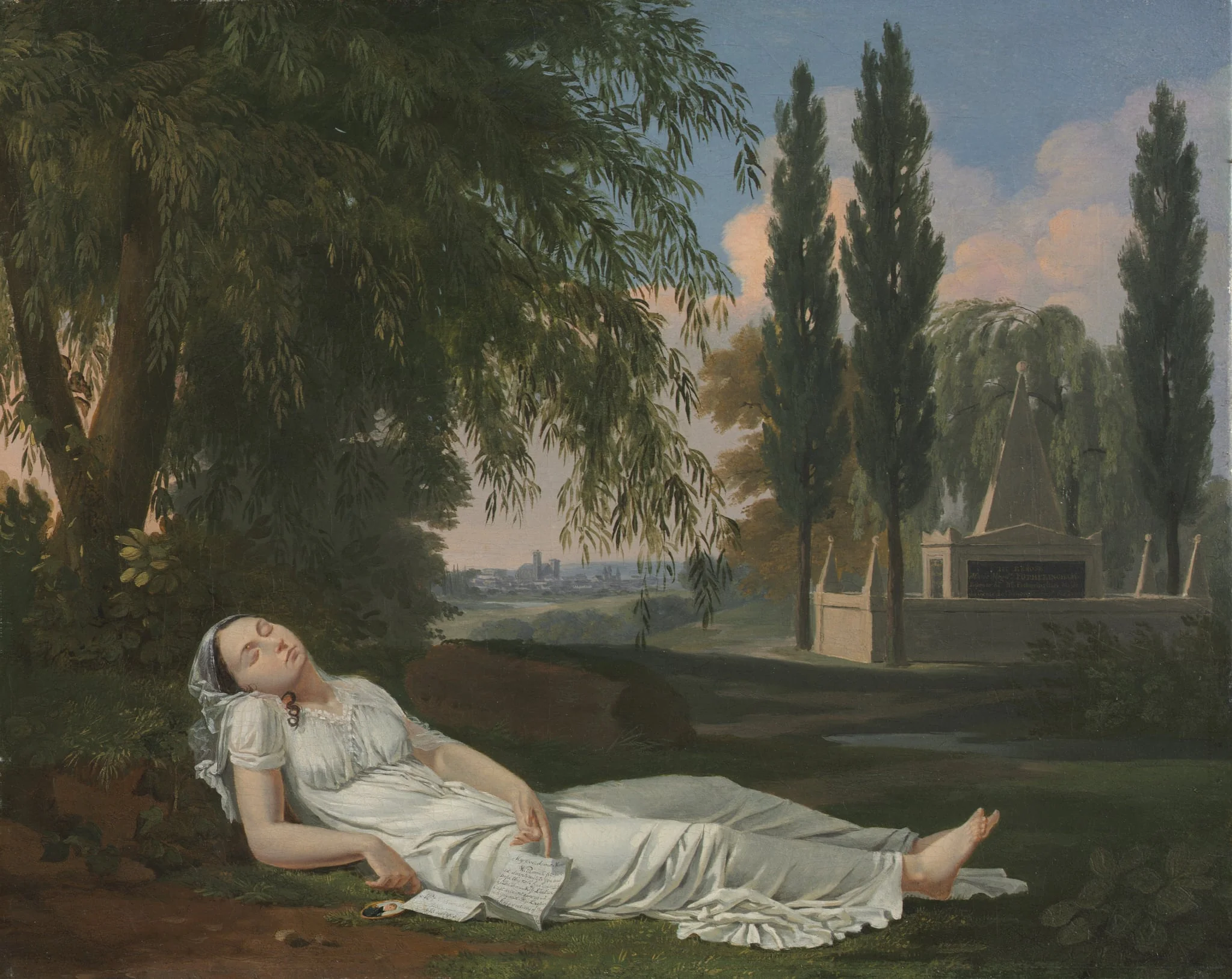 Woman Sleeping in a Landscape with a Letter, detail