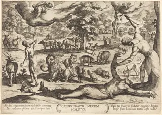 Cain Kills His Brother Abel, by Antonio Tempesta, ink, 1613