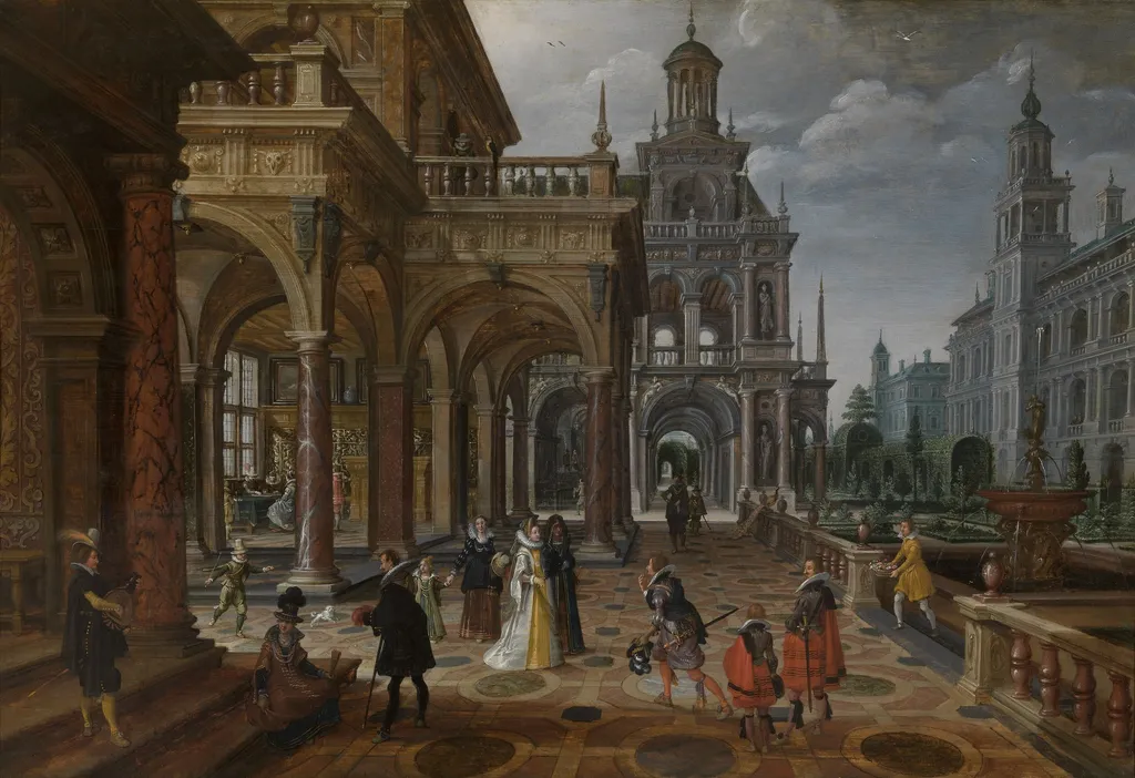 Palaces, by Sebastiaen Vrancx, oil, 1600