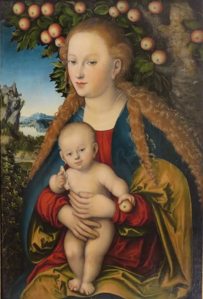Madonna and Child under the Apple Tree, by Lucas Cranach the Elder, oil, 1530