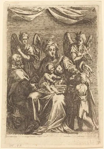 The Holy Family with Two Angels, by Jacques Callot, ink, 1614