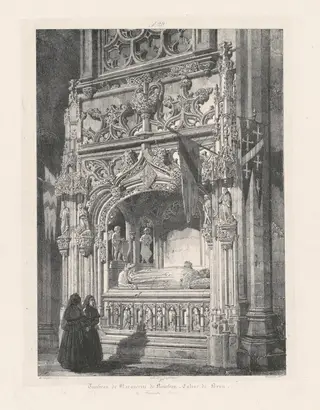 Tombeau de Marguerite de Bourbon. Église de Brou (Tomb of Marguerite de Bourbon, Church at Brou), by Richard Parkes Bonington, ink, 1825