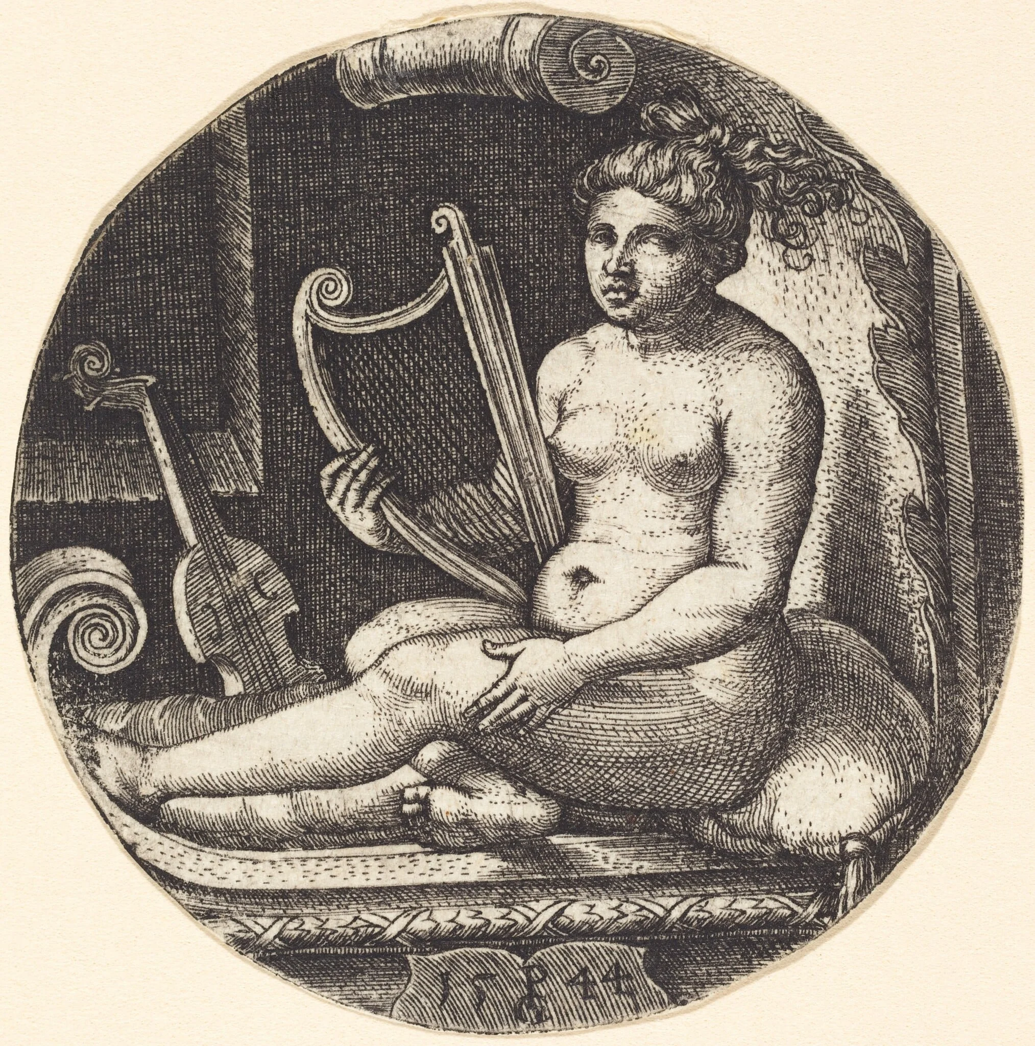 Woman with a Harp, detail