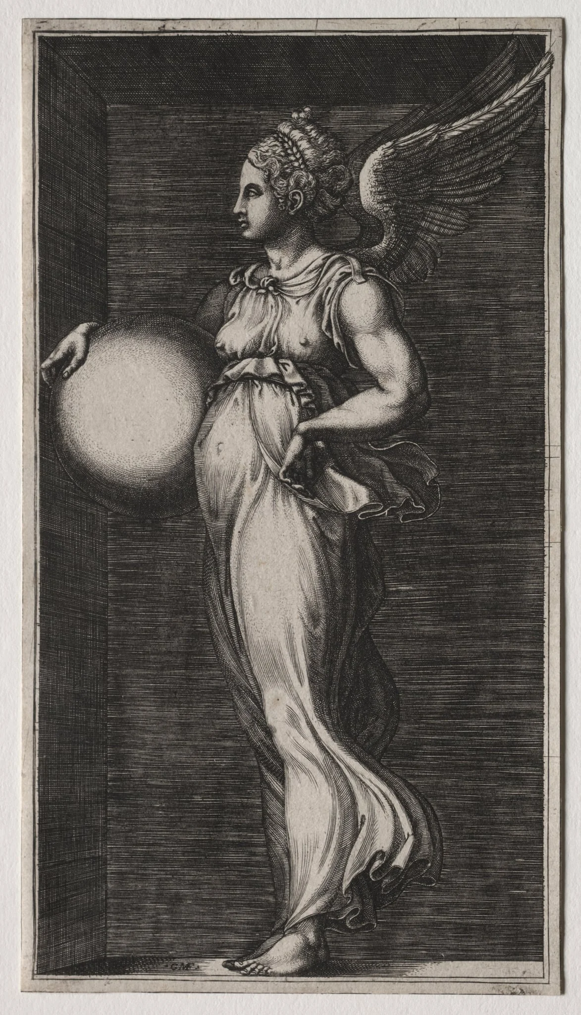 Allegorical Figure Holding a Sphere, detail
