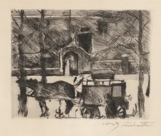 Milchwagen (Milk Wagon), by Lovis Corinth, ink, 1916